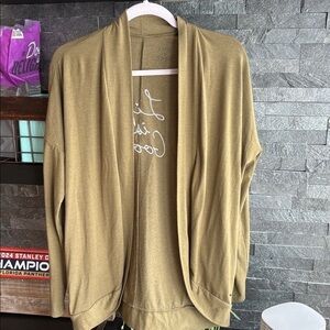 Life is Good Olive Open Front Cardigan Women’s S Petite